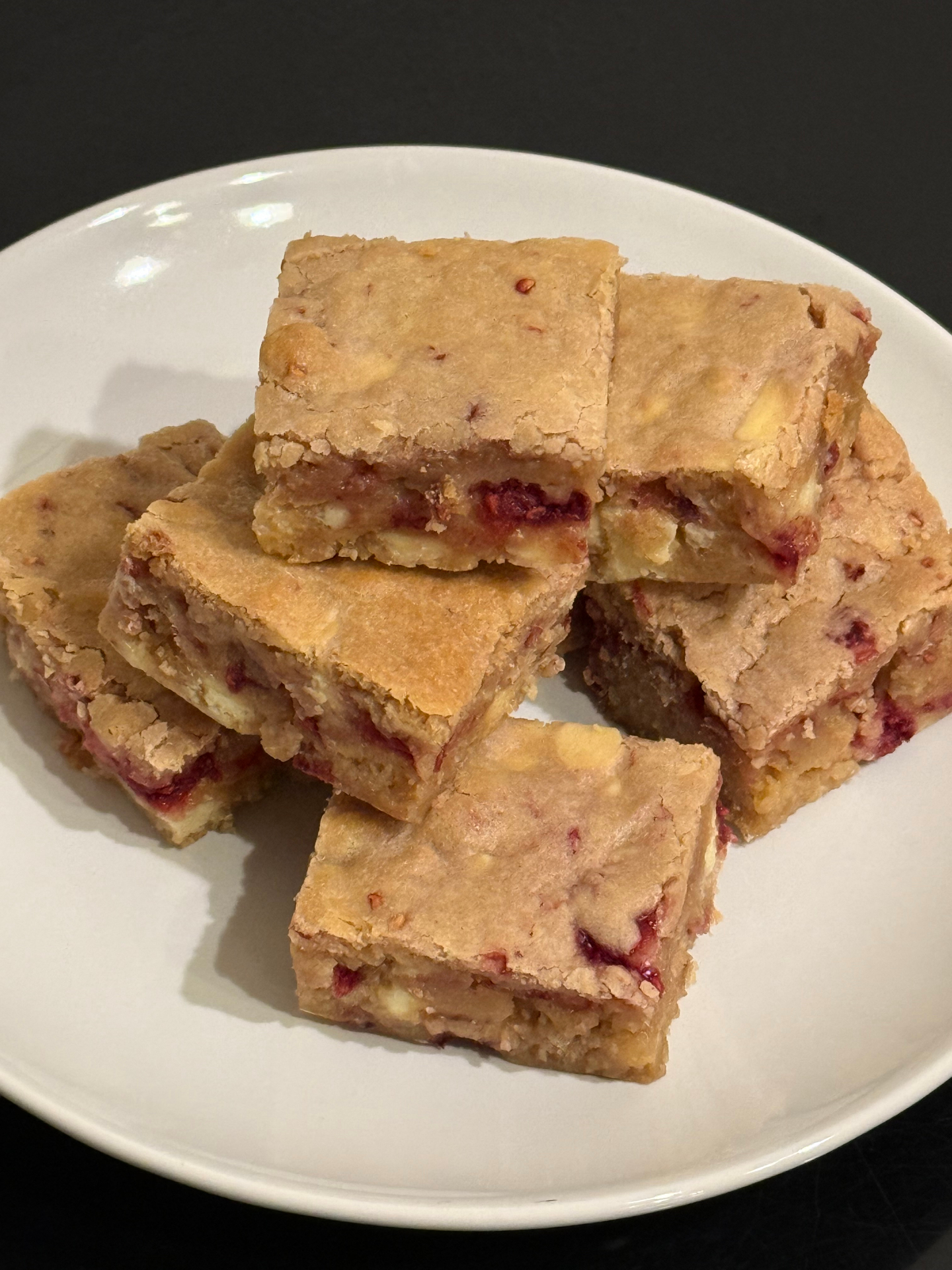 Raspberry & White Chocolate Blondie